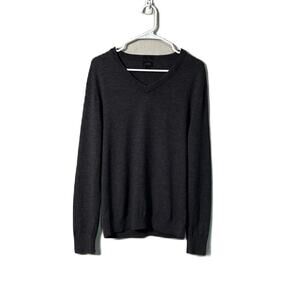 J. Crew Dark Grey Merino Wool V-Neck Sweater Classic Knit Men’s Sweater Size M